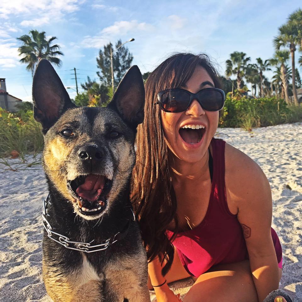 Michelle and Laika at the Passe a Grille dog beach